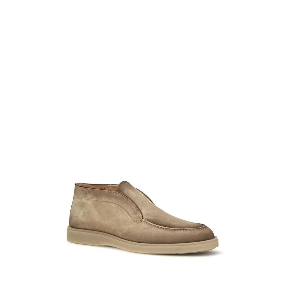 Santoni Sample Sale | Santoni Beige Suede Leather Slip-On Loafers - | Designer outlet
