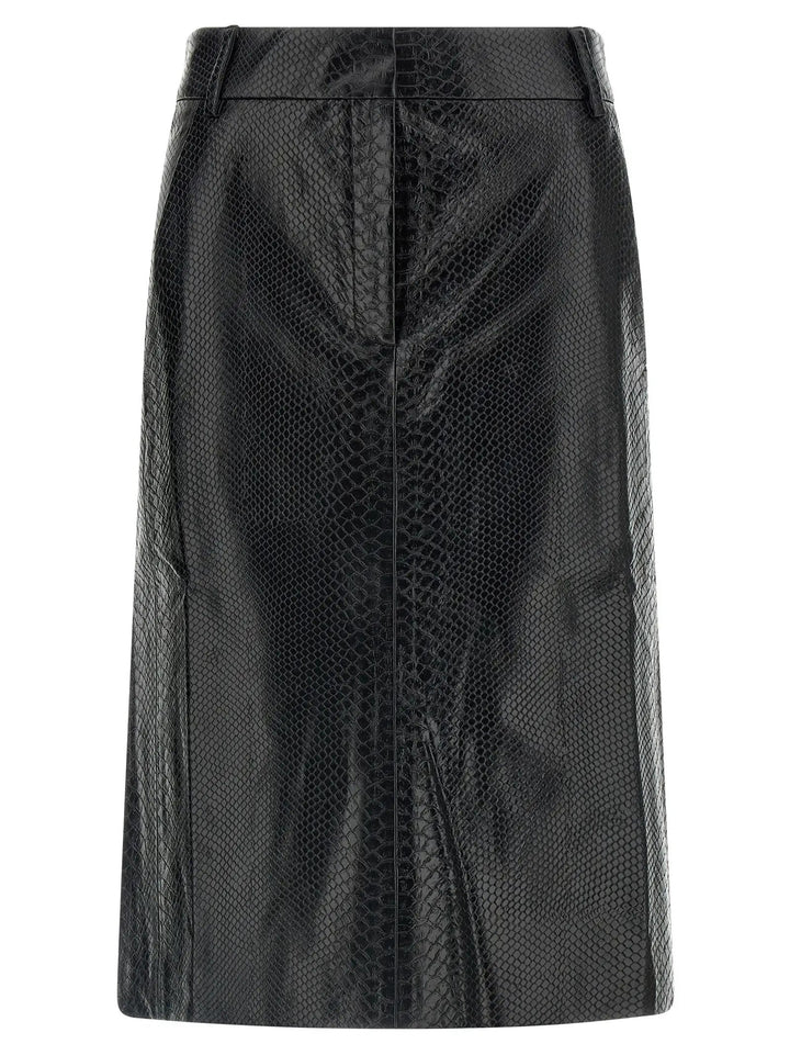 The Andamane Sample Sale | The Andamane Black Polyethylene Midi Skirt - | Designer outlet