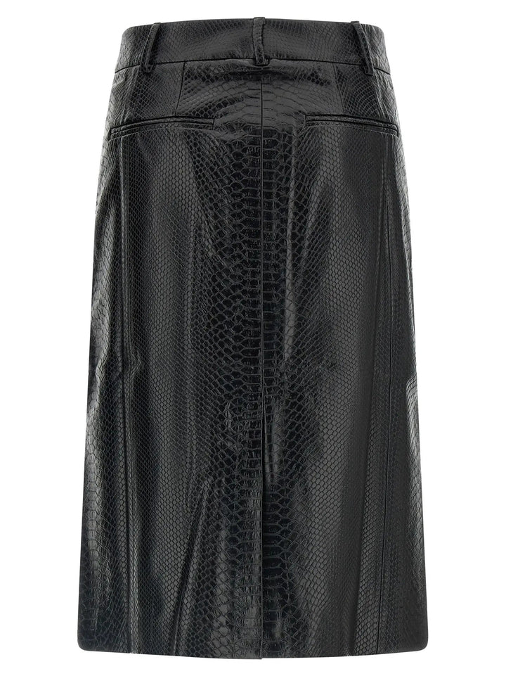 The Andamane Sample Sale | The Andamane Black Polyethylene Midi Skirt - | Designer outlet