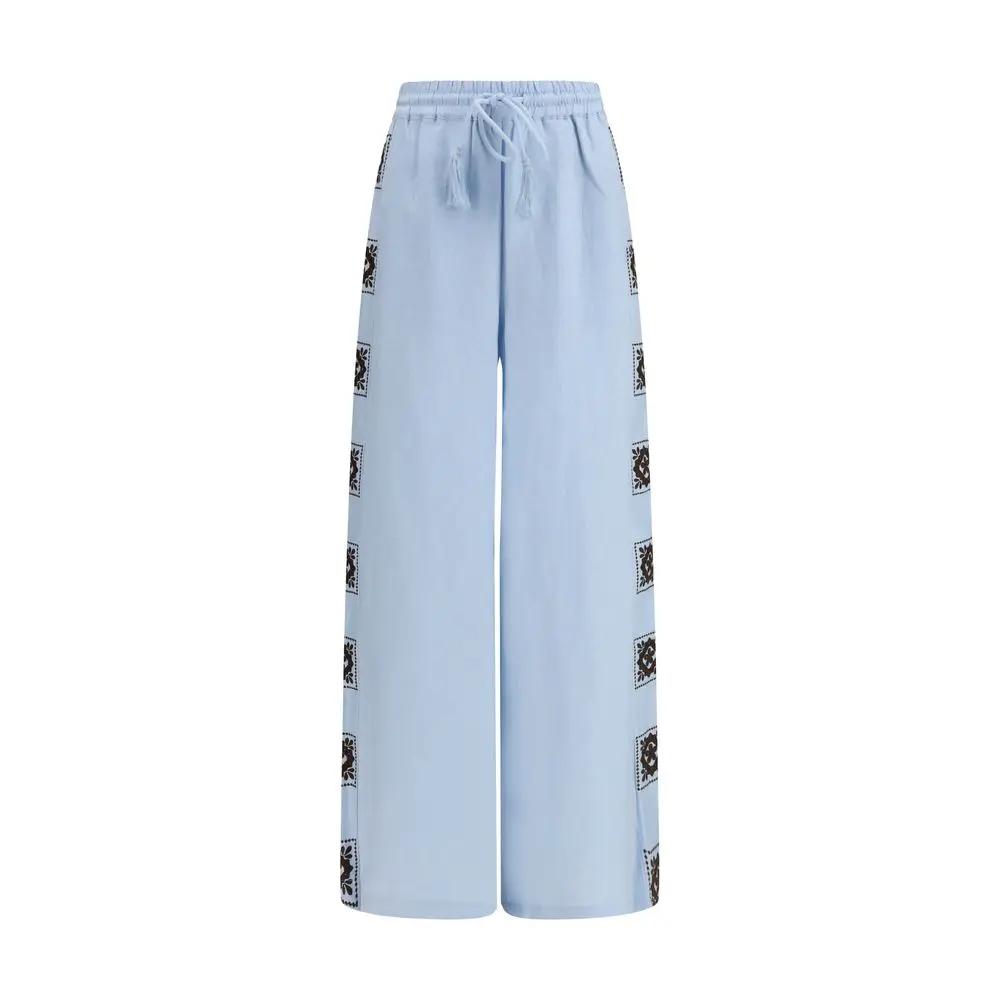 Alemais Blue Linen Casual Pants