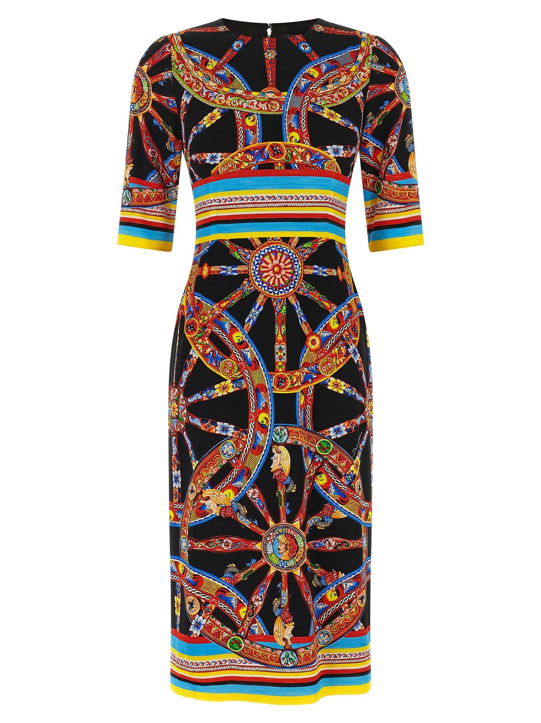 Dolce &amp; Gabbana Sample Sale | Dolce &amp; Gabbana Multicolor Silk Midi Dress - | Designer outlet