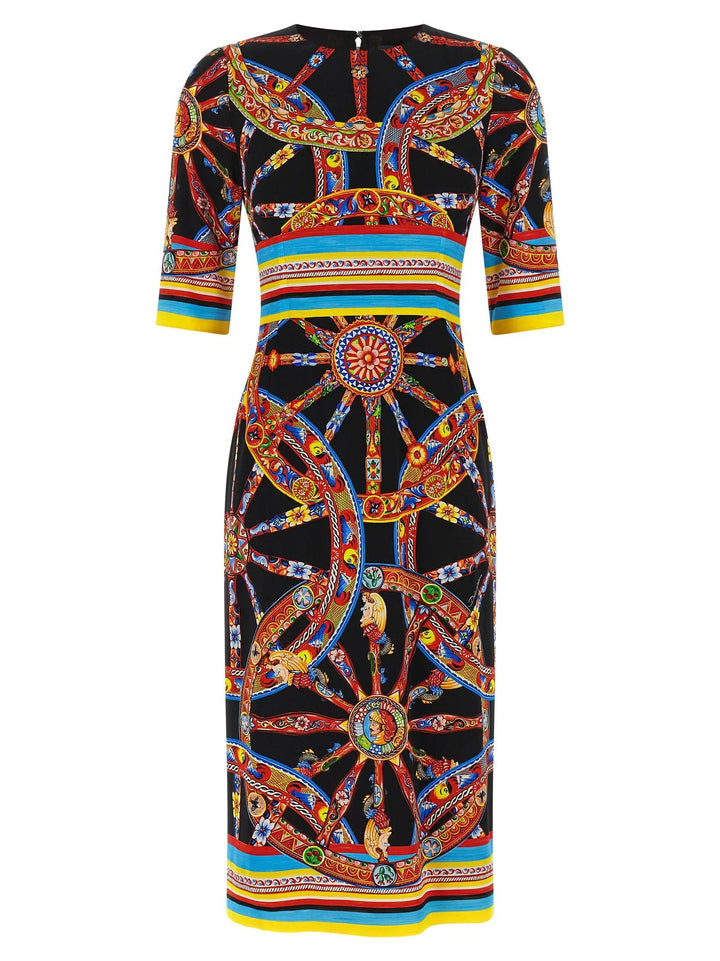 Dolce &amp; Gabbana Sample Sale | Dolce &amp; Gabbana Multicolor Silk Midi Dress - | Designer outlet