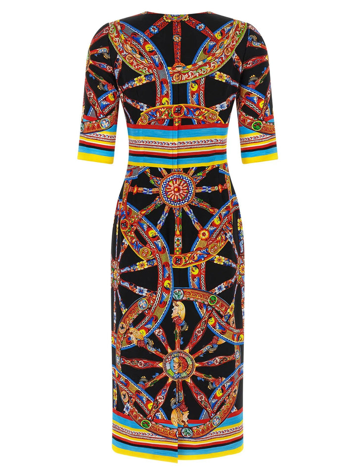 Dolce &amp; Gabbana Sample Sale | Dolce &amp; Gabbana Multicolor Silk Midi Dress - | Designer outlet