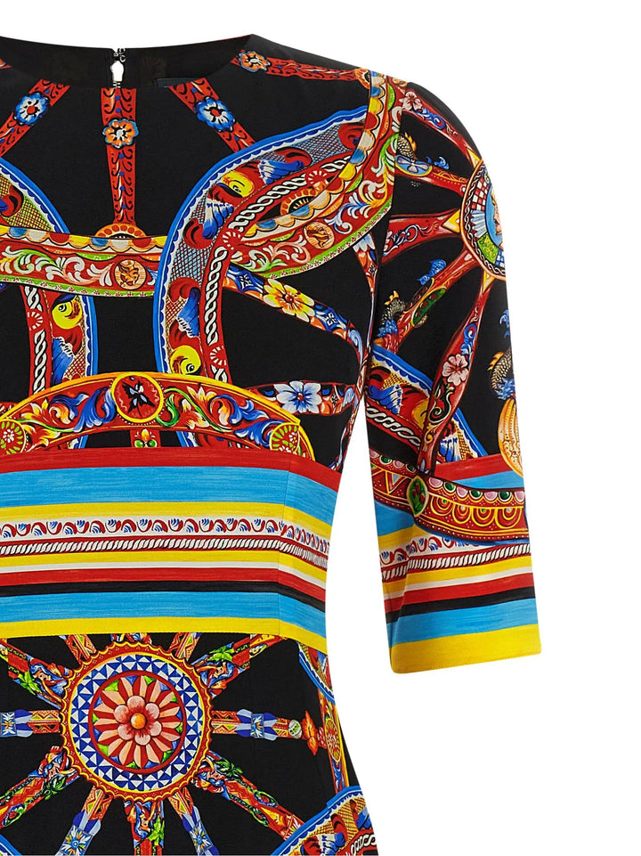 Dolce &amp; Gabbana Sample Sale | Dolce &amp; Gabbana Multicolor Silk Midi Dress - | Designer outlet