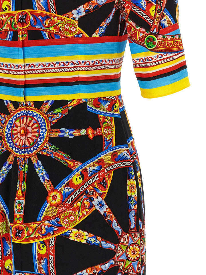 Dolce &amp; Gabbana Sample Sale | Dolce &amp; Gabbana Multicolor Silk Midi Dress - | Designer outlet