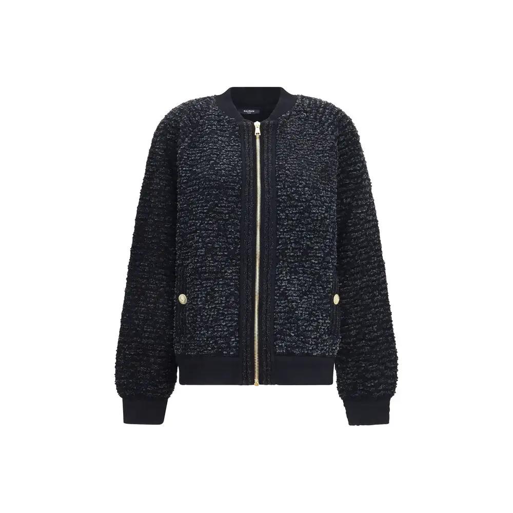 Balmain Black Viscose Bomber