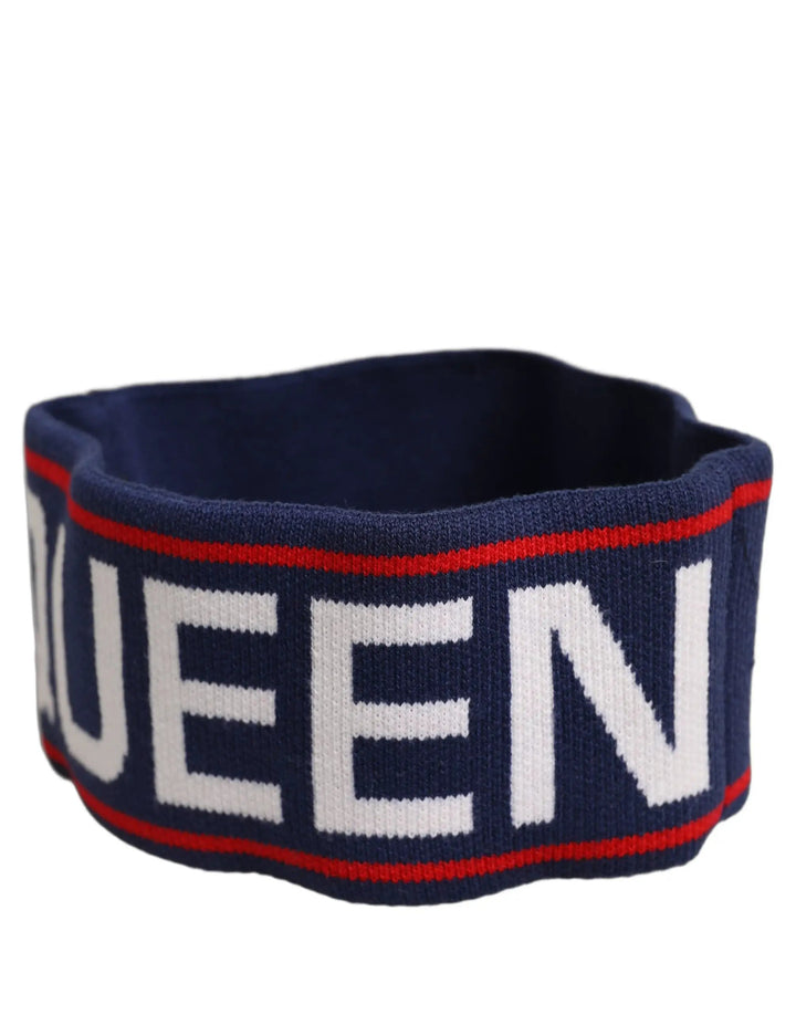 Dolce &amp; Gabbana Sample Sale | Dolce &amp; Gabbana Navy Blue Wool Knitted D&amp;G Queen Head Band One Size Hat - | Designer outlet
