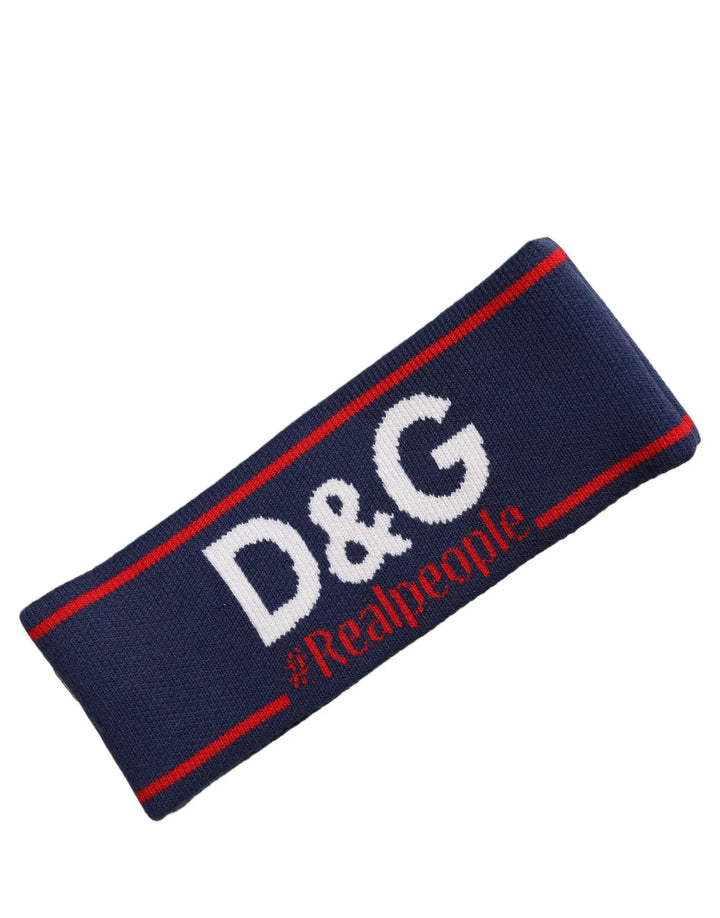 Dolce &amp; Gabbana Sample Sale | Dolce &amp; Gabbana Navy Blue Wool Knitted D&amp;G Queen Head Band One Size Hat - | Designer outlet