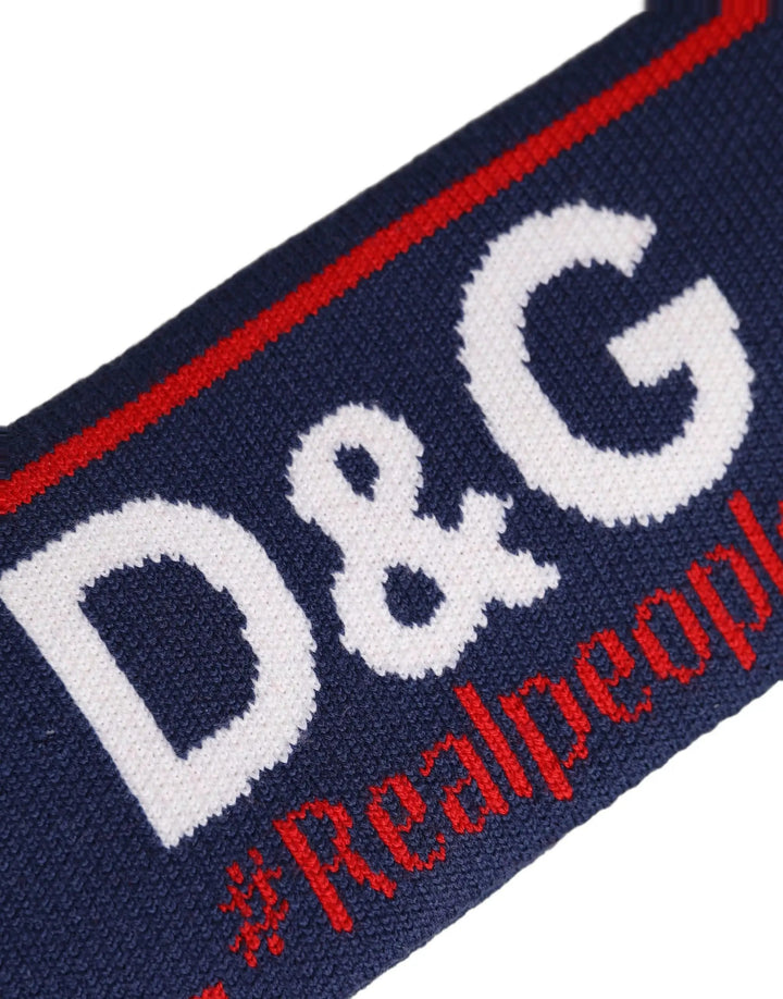 Dolce &amp; Gabbana Sample Sale | Dolce &amp; Gabbana Navy Blue Wool Knitted D&amp;G Queen Head Band One Size Hat - | Designer outlet