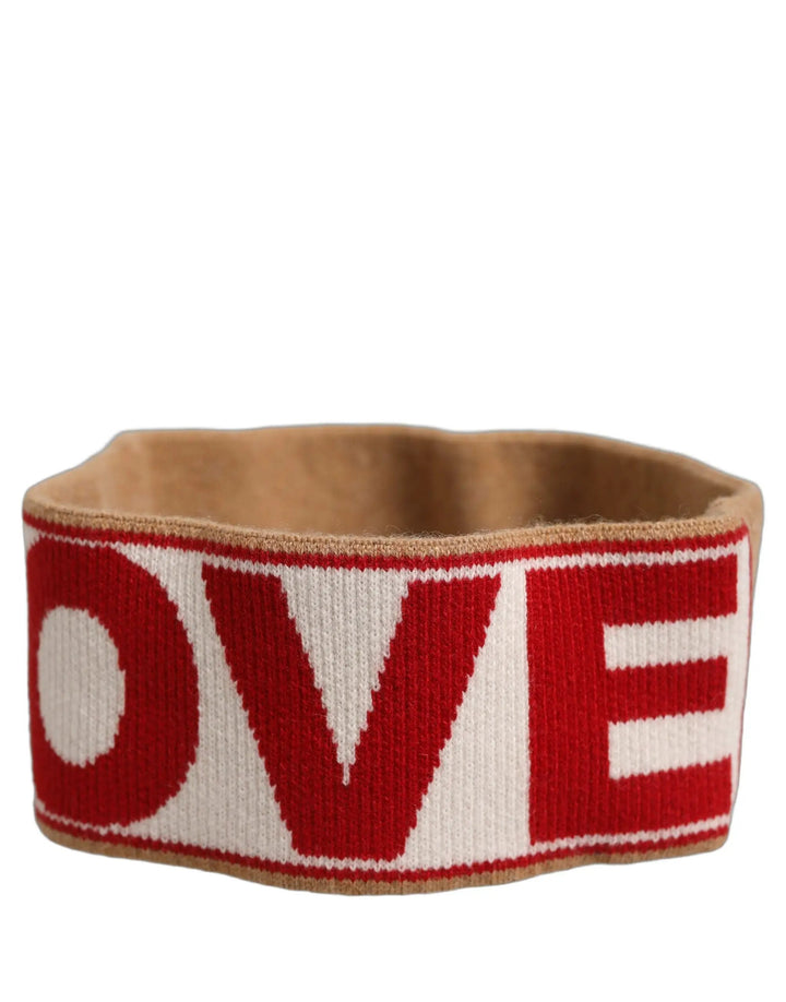 Dolce &amp; Gabbana Sample Sale | Dolce &amp; Gabbana Beige Cashmere Knitted Embroidered Head Band One Size Hat - | Designer outlet