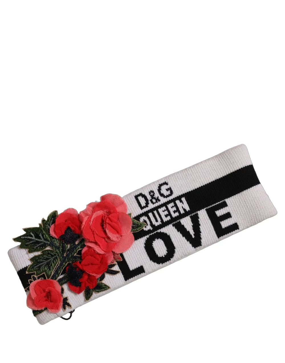Dolce & Gabbana Sample Sale | Dolce & Gabbana White D&G Queen Love Floral Applique Head Band One Size Hat - | Designer outlet