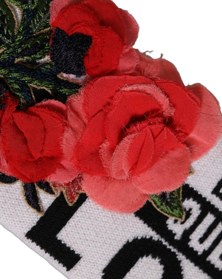 Dolce &amp; Gabbana Sample Sale | Dolce &amp; Gabbana White D&amp;G Queen Love Floral Applique Head Band One Size Hat - | Designer outlet