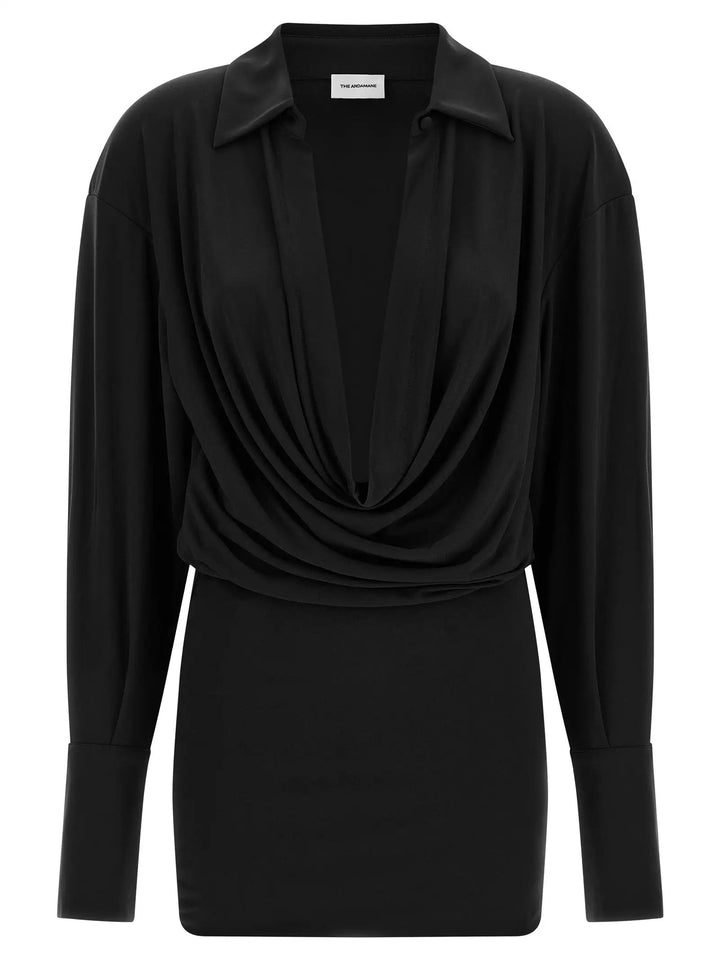 The Andamane Sample Sale | The Andamane Black Polyester Short Dress - | Designer outlet