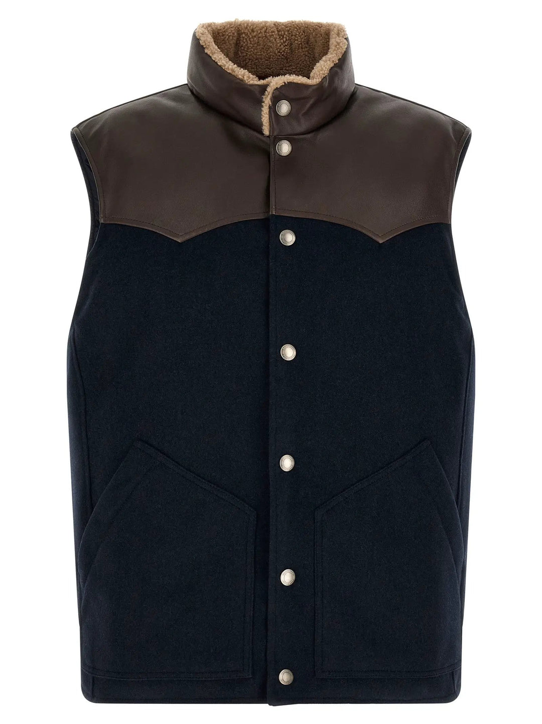 Brunello Cucinelli Sample Sale | Brunello Cucinelli Blue Wool Sleeveless Jacket - | Designer outlet