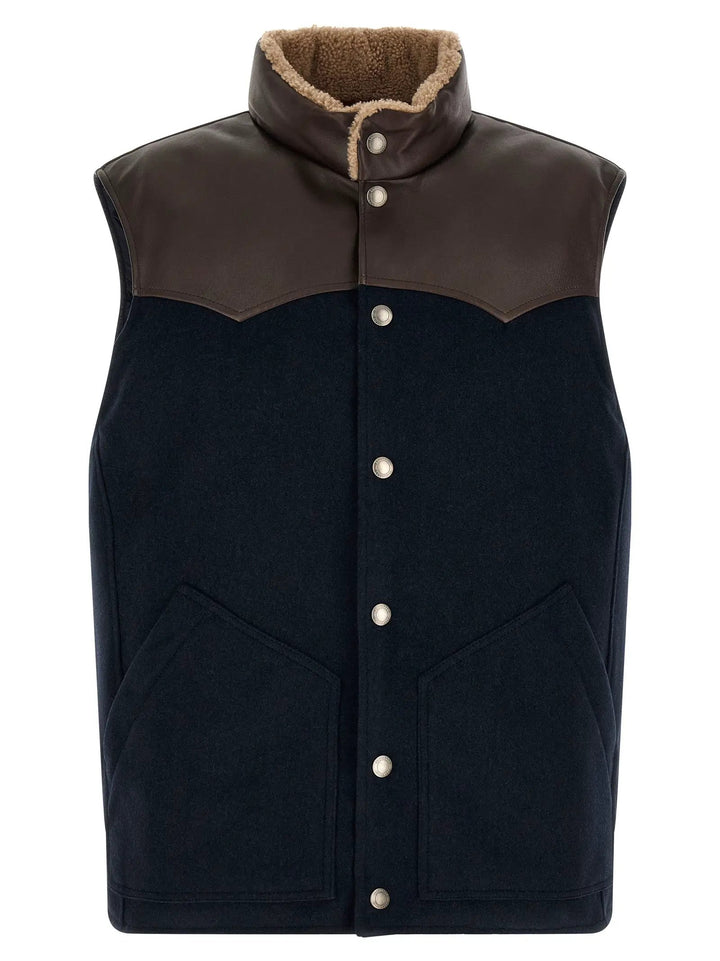 Brunello Cucinelli Sample Sale | Brunello Cucinelli Blue Wool Sleeveless Jacket - | Designer outlet