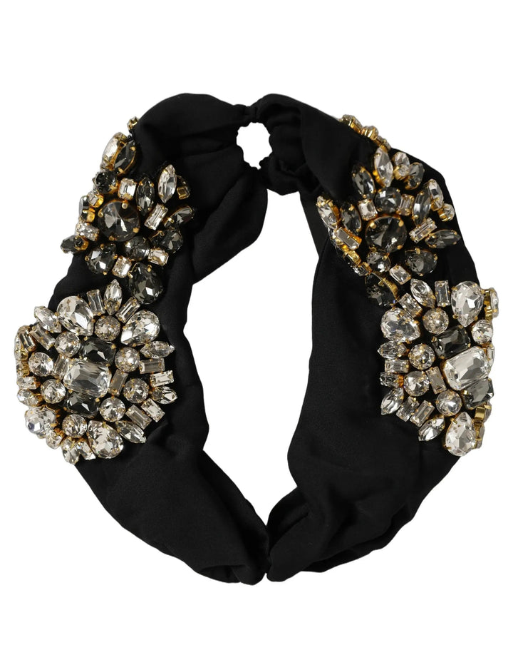 Dolce &amp; Gabbana Sample Sale | Dolce &amp; Gabbana Black Silk Crystal Embellishment One Size Headband - | Designer outlet