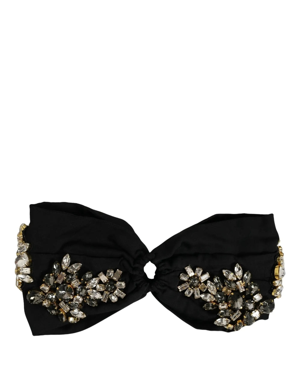 Dolce & Gabbana Sample Sale | Dolce & Gabbana Black Silk Crystal Embellishment One Size Headband - | Designer outlet