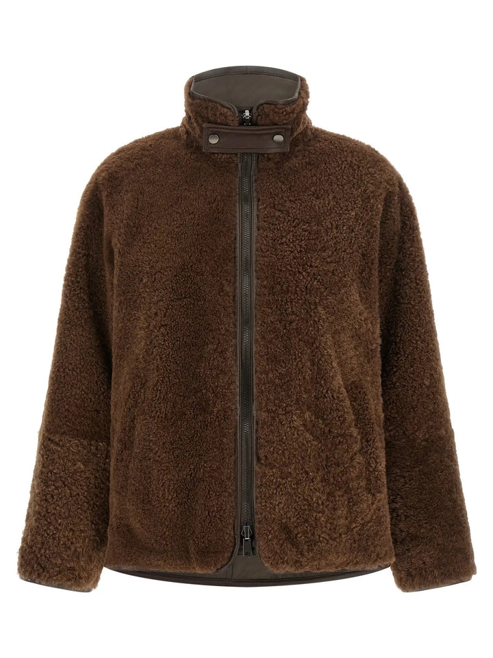 Brunello Cucinelli Sample Sale | Brunello Cucinelli Brown Lamb Leather Biker Jacket - | Designer outlet