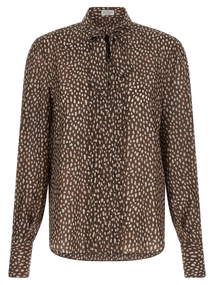 Brunello Cucinelli Sample Sale | Brunello Cucinelli Brown Silk Blouse - | Designer outlet