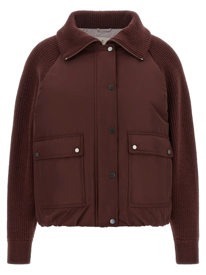 Brunello Cucinelli Sample Sale | Brunello Cucinelli Bordeaux Cotton Bomber - | Designer outlet