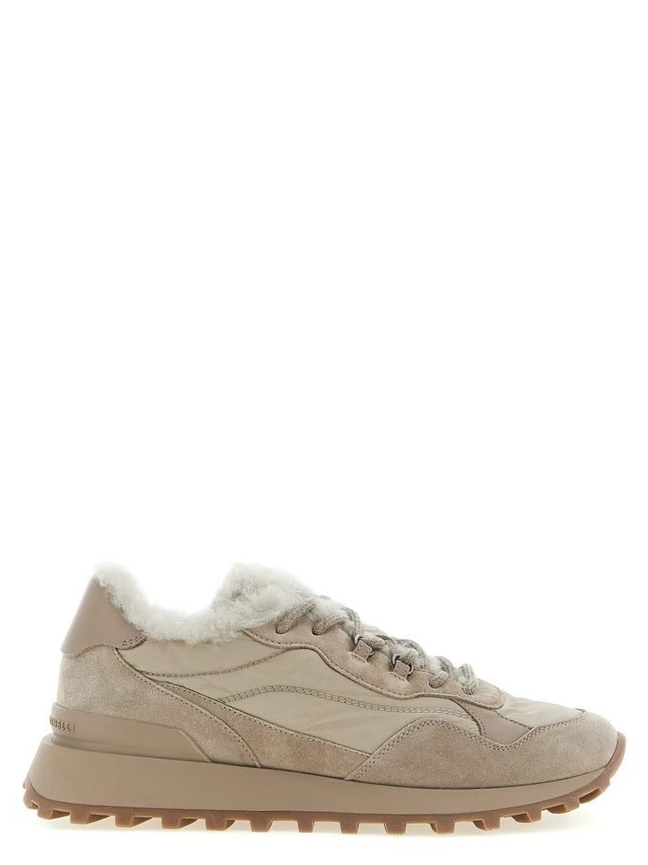 Brunello Cucinelli Sample Sale | Brunello Cucinelli Beige Calfskin Athletic Sneakers - | Designer outlet