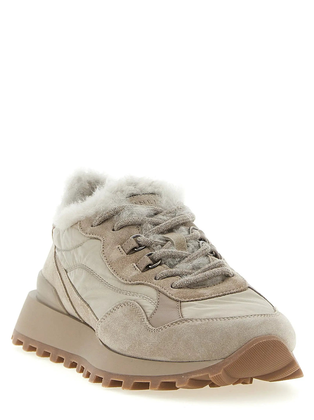 Brunello Cucinelli Sample Sale | Brunello Cucinelli Beige Calfskin Athletic Sneakers - | Designer outlet
