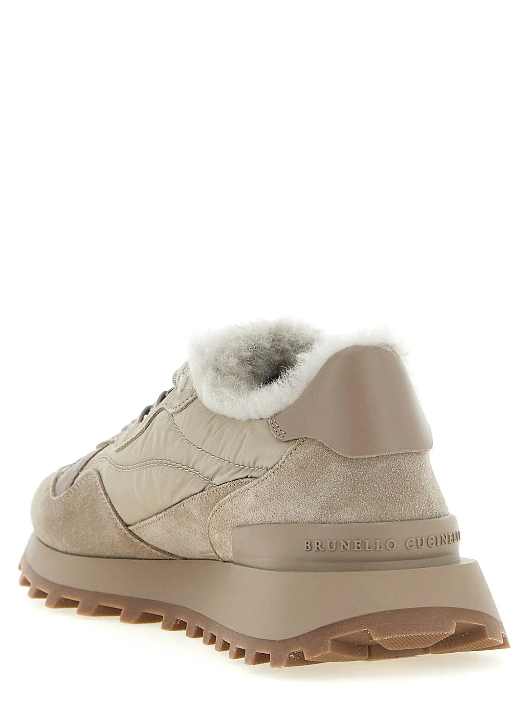 Brunello Cucinelli Sample Sale | Brunello Cucinelli Beige Calfskin Athletic Sneakers - | Designer outlet