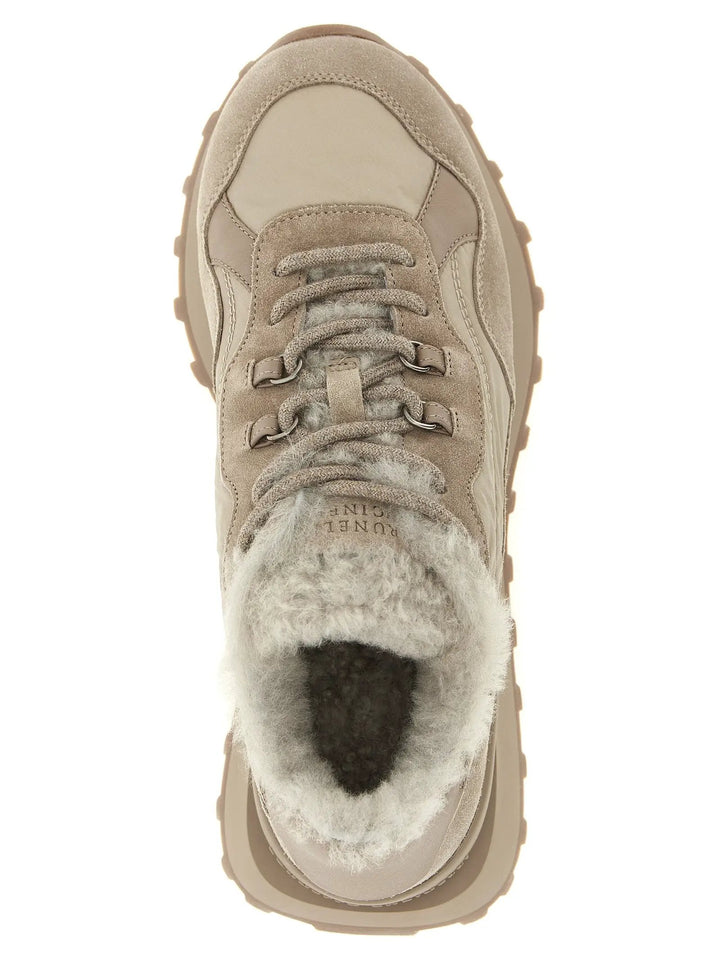 Brunello Cucinelli Sample Sale | Brunello Cucinelli Beige Calfskin Athletic Sneakers - | Designer outlet