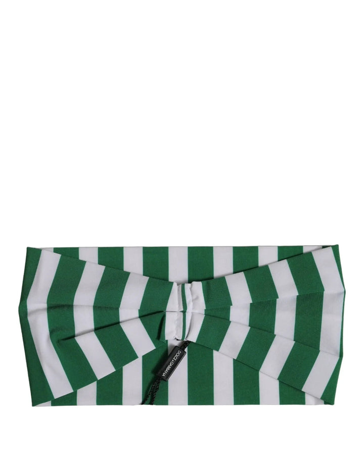 Dolce &amp; Gabbana Sample Sale | Dolce &amp; Gabbana Green White Stripes Nylon Head Wrap One Size Headband - | Designer outlet