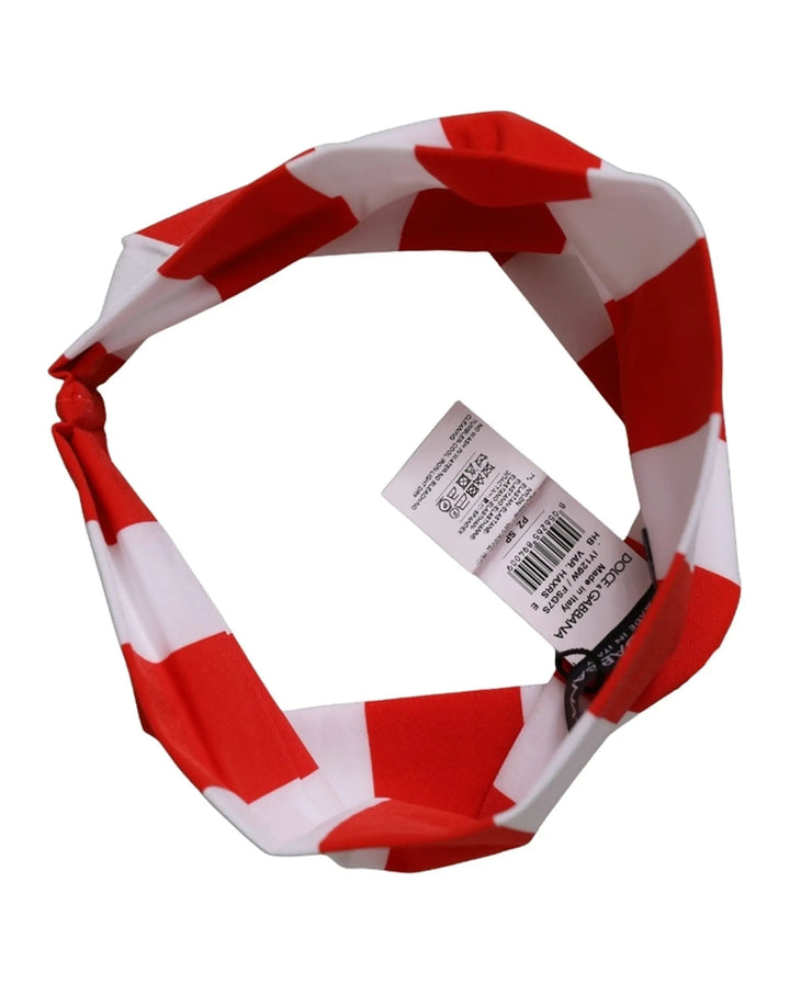 Dolce &amp; Gabbana Sample Sale | Dolce &amp; Gabbana Red White Stripes Nylon Head Wrap One Size Headband - | Designer outlet