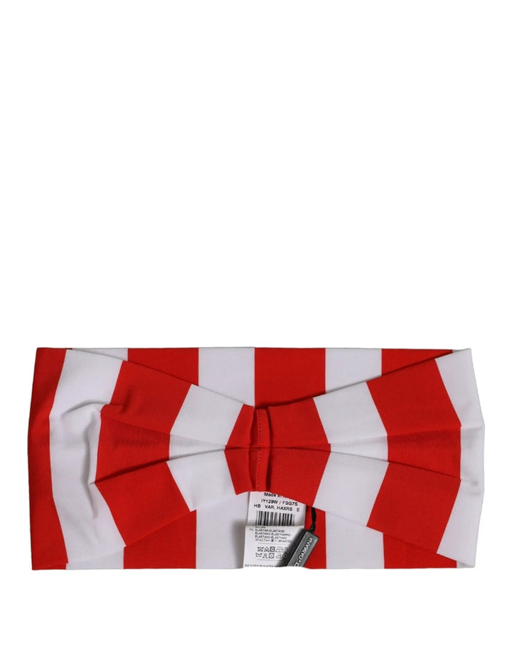 Dolce &amp; Gabbana Sample Sale | Dolce &amp; Gabbana Red White Stripes Nylon Head Wrap One Size Headband - | Designer outlet