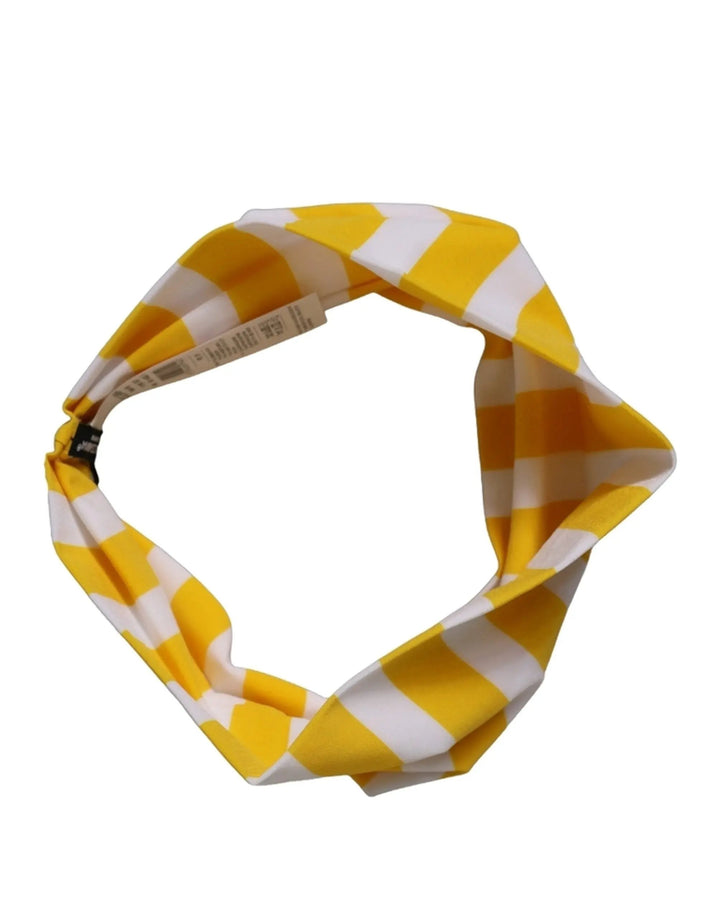 Dolce &amp; Gabbana Sample Sale | Dolce &amp; Gabbana Yellow White Stripes Nylon Head Wrap One Size Headband - | Designer outlet