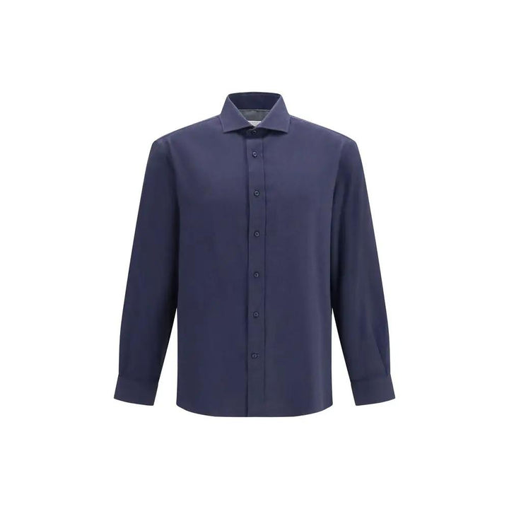 Brunello Cucinelli Blue Cotton Dress Shirt