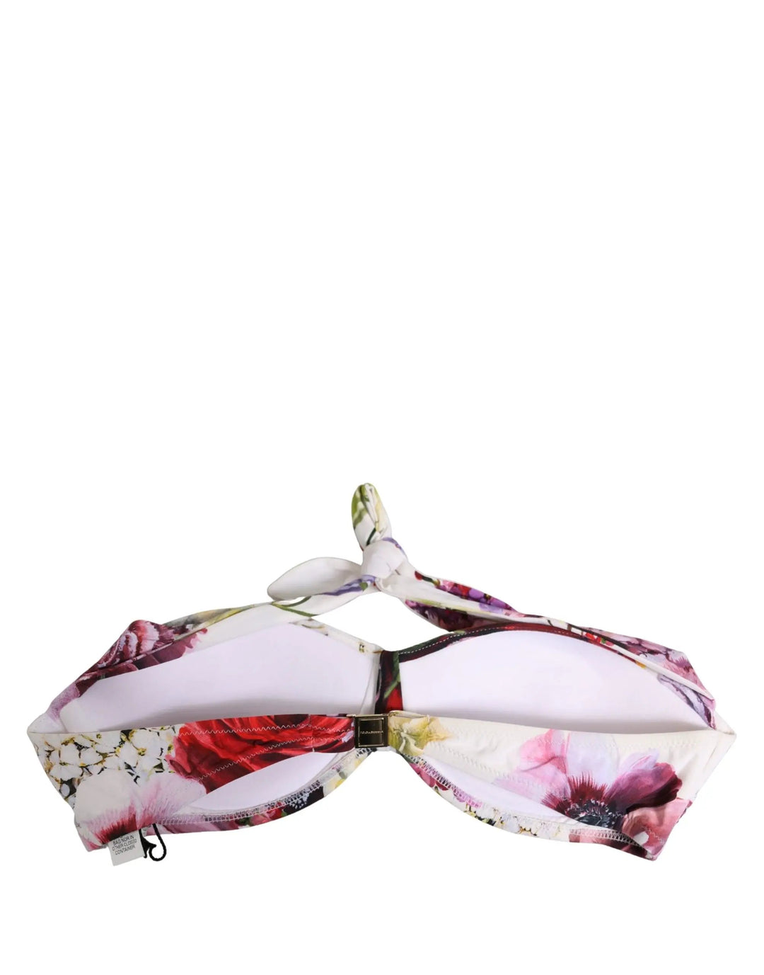 Dolce &amp; Gabbana Sample Sale | Dolce &amp; Gabbana White Floral Print Nylon Beachwear Bikini Top - | Designer outlet