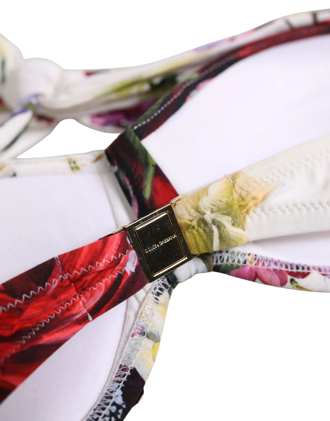 Dolce &amp; Gabbana Sample Sale | Dolce &amp; Gabbana White Floral Print Nylon Beachwear Bikini Top - | Designer outlet