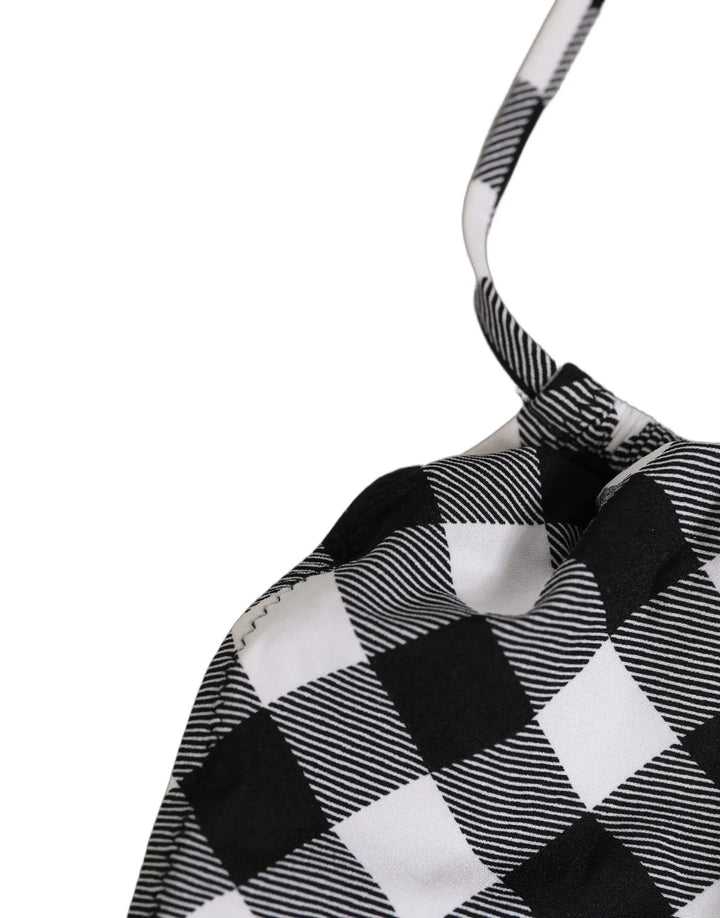 Dolce &amp; Gabbana Sample Sale | Dolce &amp; Gabbana Black White Checkered Halter Beachwear Bikini Top - | Designer outlet