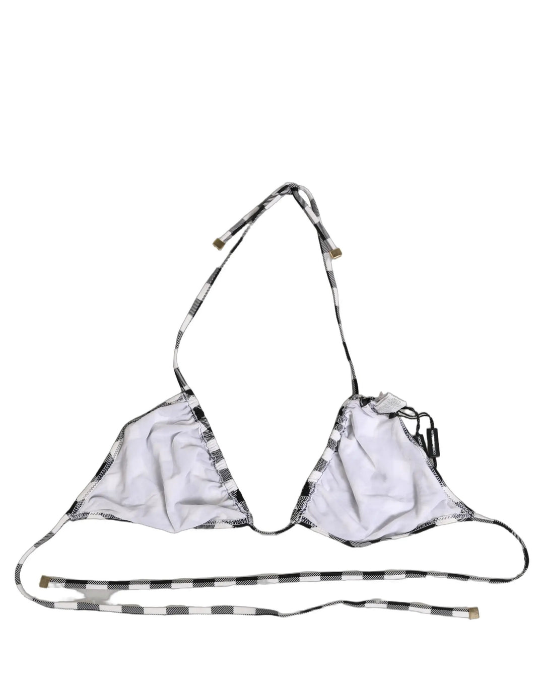 Dolce &amp; Gabbana Sample Sale | Dolce &amp; Gabbana Black White Checkered Halter Beachwear Bikini Top - | Designer outlet