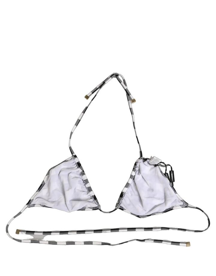 Dolce &amp; Gabbana Sample Sale | Dolce &amp; Gabbana Black White Checkered Halter Beachwear Bikini Top - | Designer outlet
