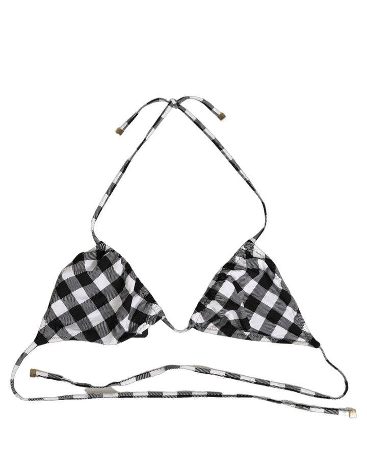 Dolce &amp; Gabbana Sample Sale | Dolce &amp; Gabbana Black White Checkered Halter Beachwear Bikini Top - | Designer outlet