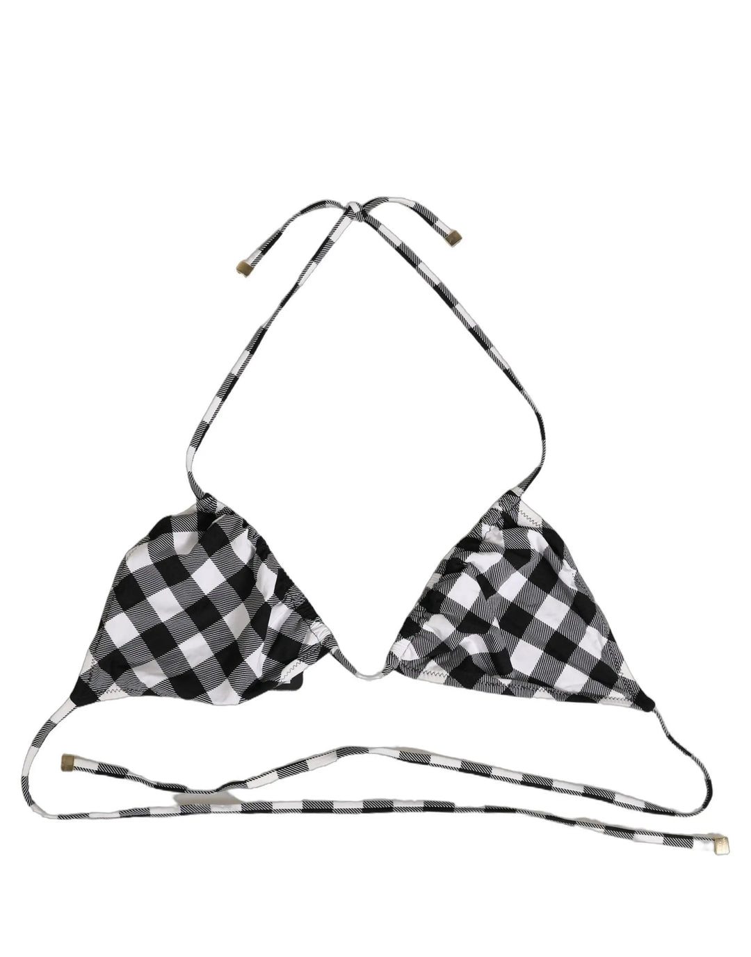 Dolce &amp; Gabbana Sample Sale | Dolce &amp; Gabbana Black White Checkered Halter Beachwear Bikini Top - | Designer outlet