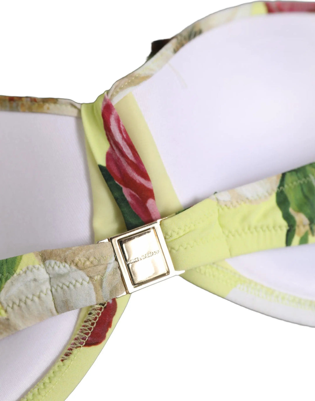 Dolce &amp; Gabbana Sample Sale | Dolce &amp; Gabbana Yellow Floral Halter Nylon Beachwear Bikini Top - | Designer outlet