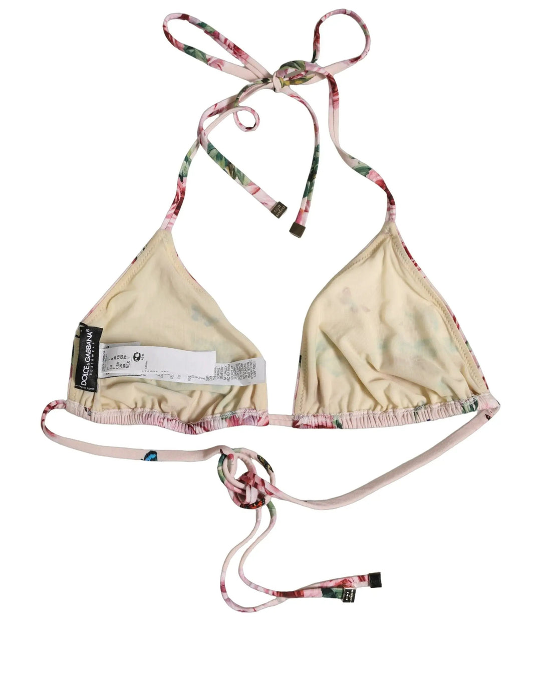 Dolce &amp; Gabbana Sample Sale | Dolce &amp; Gabbana Pink Nylon Floral Halter Beachwear Bikini Top - | Designer outlet
