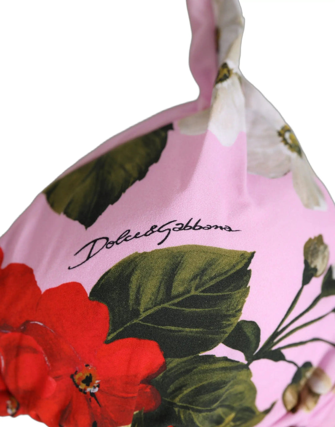 Dolce &amp; Gabbana Sample Sale | Dolce &amp; Gabbana Pink Floral Print Triangle Beachwear Bikini Top - | Designer outlet