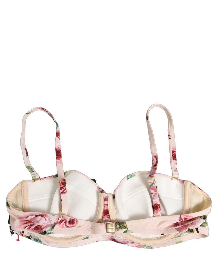 Dolce &amp; Gabbana Sample Sale | Dolce &amp; Gabbana Pink Floral Print Underwire Beachwear Bikini Top - | Designer outlet