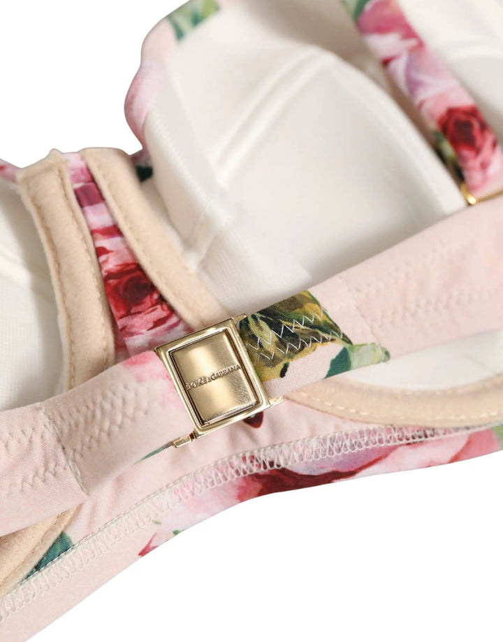 Dolce &amp; Gabbana Sample Sale | Dolce &amp; Gabbana Pink Floral Print Underwire Beachwear Bikini Top - | Designer outlet
