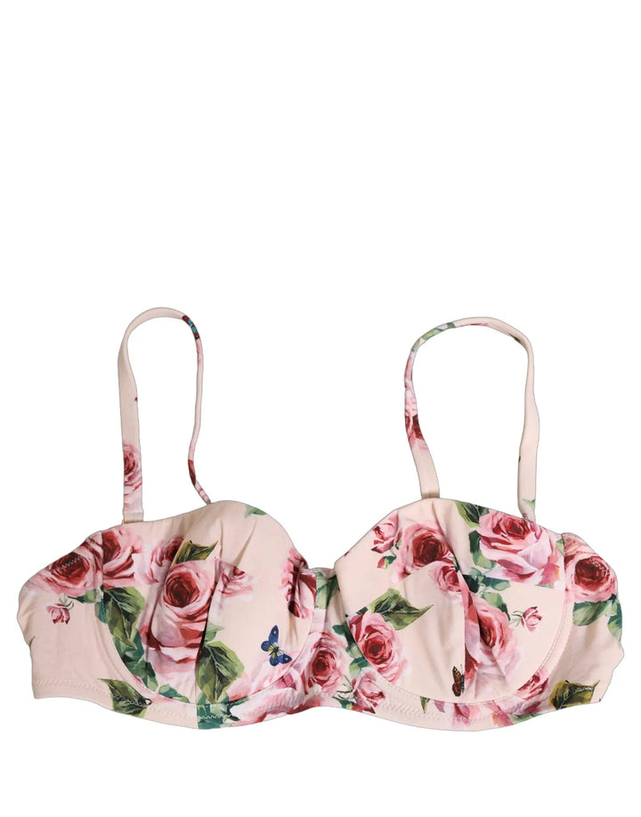 Dolce &amp; Gabbana Sample Sale | Dolce &amp; Gabbana Pink Floral Print Underwire Beachwear Bikini Top - | Designer outlet
