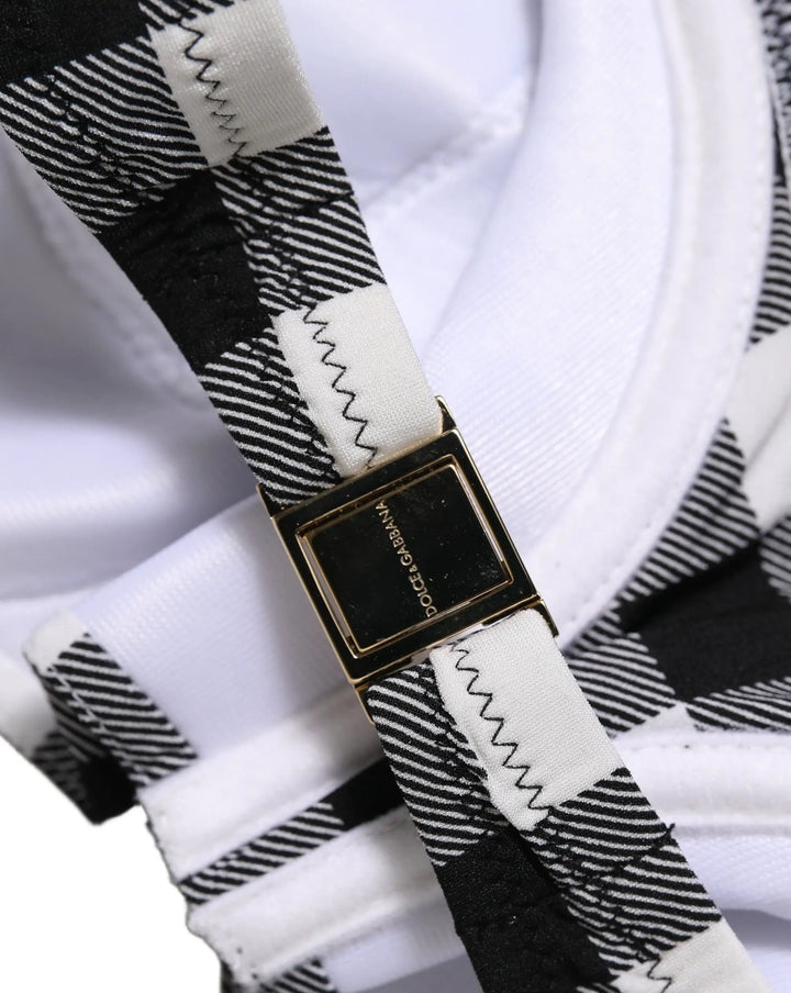 Dolce &amp; Gabbana Sample Sale | Dolce &amp; Gabbana Black White Gingham Check Beachwear Bikini Top - | Designer outlet