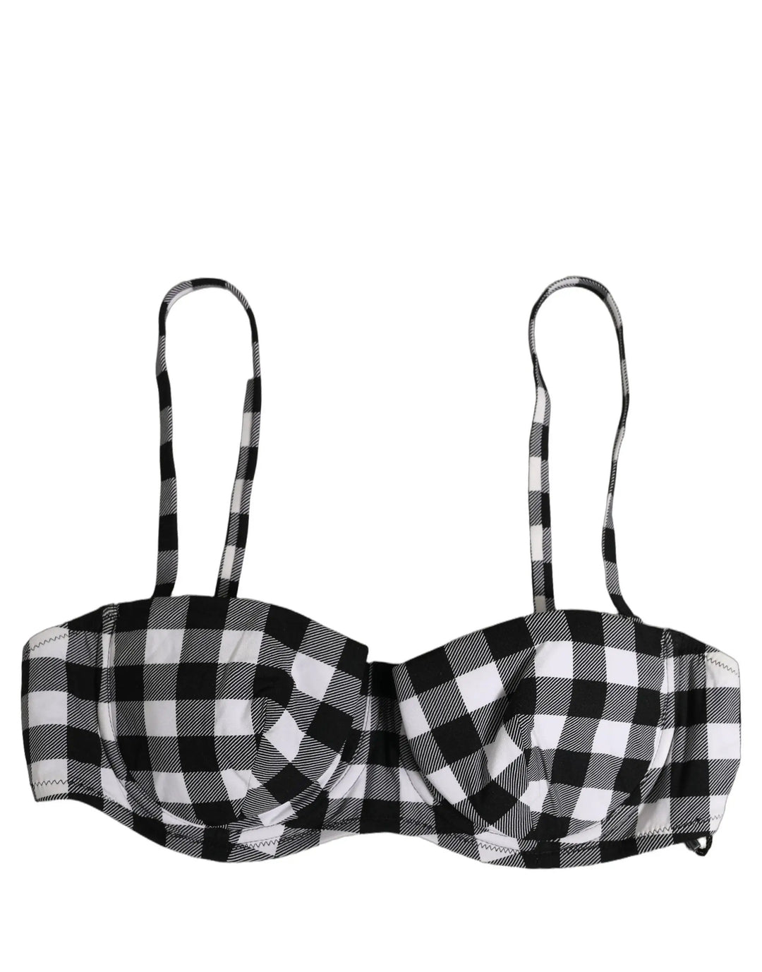 Dolce &amp; Gabbana Sample Sale | Dolce &amp; Gabbana Black White Gingham Check Beachwear Bikini Top - | Designer outlet