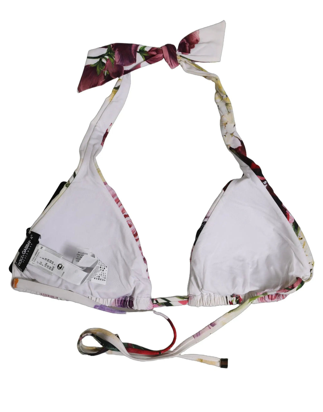 Dolce &amp; Gabbana Sample Sale | Dolce &amp; Gabbana White Floral Print Triangle Beachwear Bikini Top - | Designer outlet