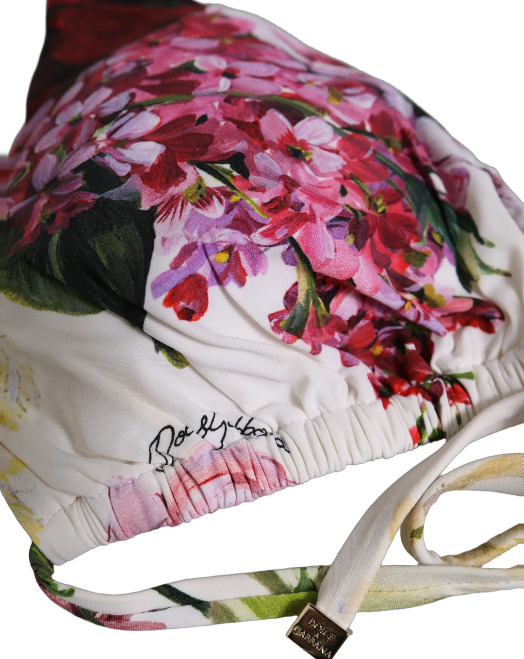 Dolce &amp; Gabbana Sample Sale | Dolce &amp; Gabbana White Floral Print Triangle Beachwear Bikini Top - | Designer outlet